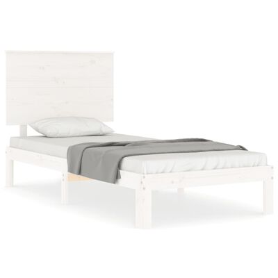 vidaXL Rám postele s čelem bílý Single masivní dřevo