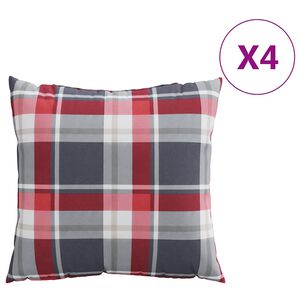 vidaXL Pol&scaron;t&aacute;ře na pohovku 4 ks červen&yacute; kostkovan&yacute; vzor 50x50 cm l&aacute;tkov&eacute;