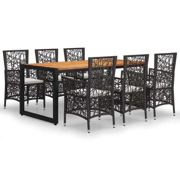 vidaXL 7d&iacute;ln&yacute; zahradn&iacute; j&iacute;deln&iacute; set hněd&yacute;