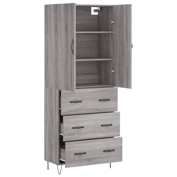 vidaXL Skř&iacute;ň highboard &scaron;ed&aacute; sonoma 69,5 x 34 x 180 cm kompozitn&iacute; dřevo