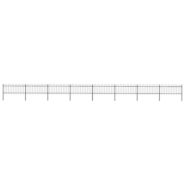 vidaXL Zahradn&iacute; plot s obloukem nahoře ocelov&yacute; 1426 x 80 cm čern&yacute;