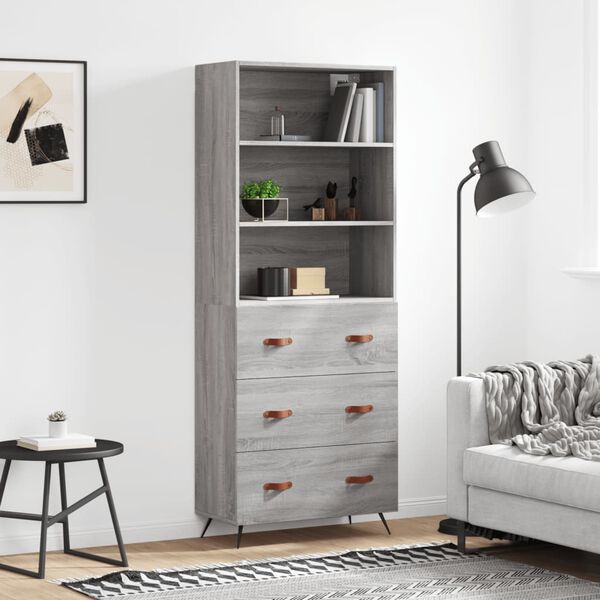 vidaXL Skř&iacute;ň highboard &scaron;ed&aacute; sonoma 69,5 x 34 x 180 cm kompozitn&iacute; dřevo
