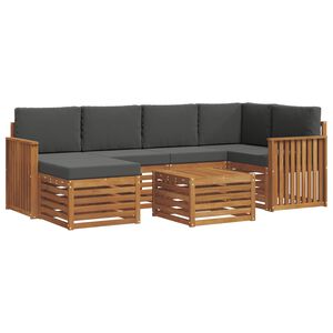 vidaXL Sedac&iacute; soupravy s pol&scaron;t&aacute;řem 7 pcs Přirozen&aacute; a Anthracitov&aacute;