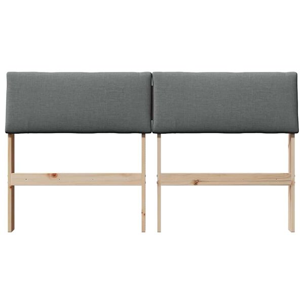 vidaXL Čalouněn&eacute; čelo postele Tmavě &scaron;ed&aacute; 160 cm Masivn&iacute; borov&eacute; dřevo