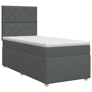 vidaXL Postel boxspring s matrac&iacute; s čelo Tmavě &scaron;ed&aacute; jednoduch&yacute; Textil