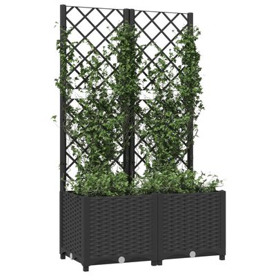 vidaXL Zahradní truhlík s treláží černý 80 x 40 x 136 cm PP
