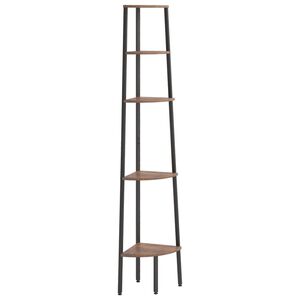 vidaXL 5patrov&aacute; rohov&aacute; police tmavě hněd&aacute; a čern&aacute; 45,5 x 31,5 x 180 cm