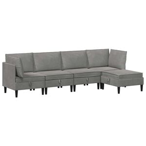 vidaXL Sada n&aacute;bytku do ob&yacute;vac&iacute;ho pokoje 5 pcs Světle &scaron;ed&aacute; Samet