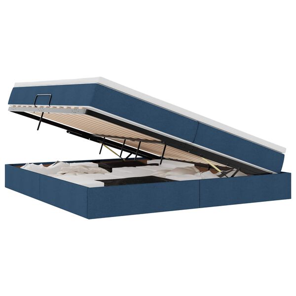 vidaXL Postel s &uacute;ložn&yacute;m prostorem a matrac&iacute; Modr&aacute; 200 x 200 cm