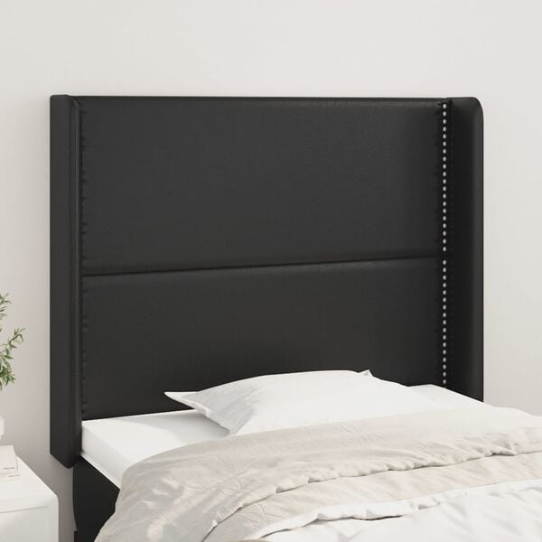 vidaXL Čelo postele typu u&scaron;&aacute;k čern&eacute; 93x16x118/128 cm uměl&aacute; kůže