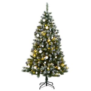 vidaXL Uměl&yacute; skl&aacute;pěc&iacute; v&aacute;nočn&iacute; stromek s 300 LED a koulemi 180 cm