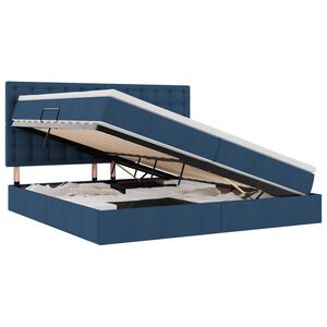 vidaXL Postel s &uacute;ložn&yacute;m prostorem a matrac&iacute; s čelo Modr&aacute; 200 x 200 cm