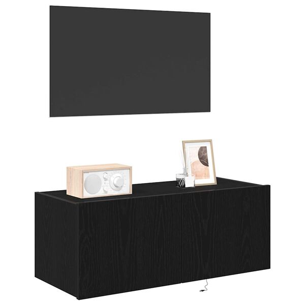 vidaXL TV wall cabinet Čern&yacute; dub 80 x 35 x 31 cm kompozitn&iacute; dřevo