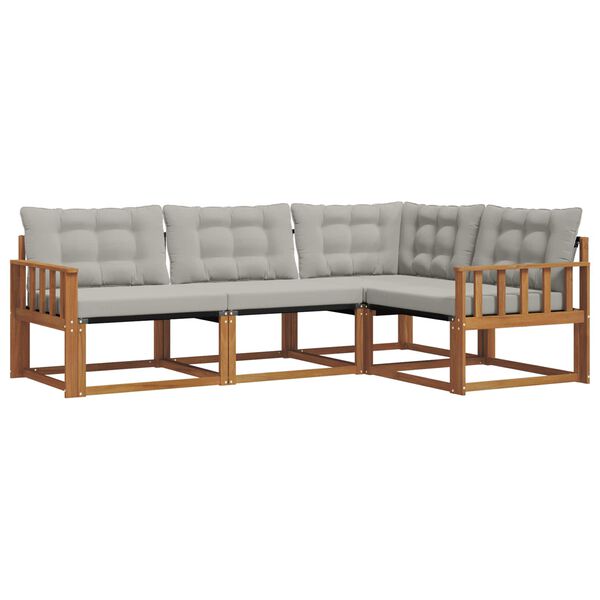 vidaXL Venkovn&iacute; pohovkov&aacute; souprava 4 pcs Př&iacute;rodn&iacute; a světle &scaron;ed&aacute;