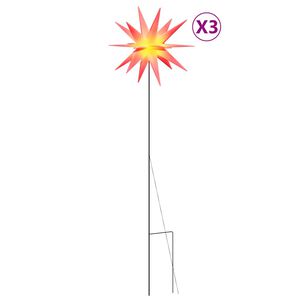 vidaXL Sv&iacute;t&iacute;c&iacute; v&aacute;nočn&iacute; hvězdy s hroty 3 ks LED skl&aacute;dac&iacute; červen&eacute; 57 cm