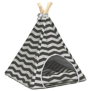 vidaXL Pet teepee s pol&scaron;t&aacute;řem B&iacute;l&aacute; a &scaron;ed&aacute; 40 x 40 x 50 cm Polyester