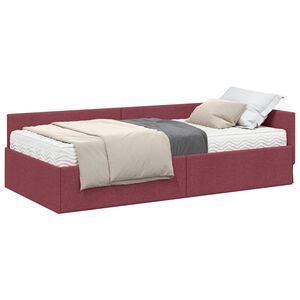 vidaXL Rohov&yacute; r&aacute;m postele s matrac&iacute; 2 ks V&iacute;no Červen&eacute; 80 x 200 cm