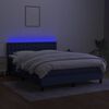 vidaXL Box spring postel s matrac&iacute; a LED modr&aacute; 140x190 cm textil