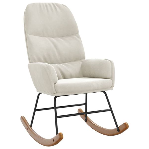 vidaXL Houpac&iacute; křeslo kr&eacute;mově b&iacute;l&eacute; samet