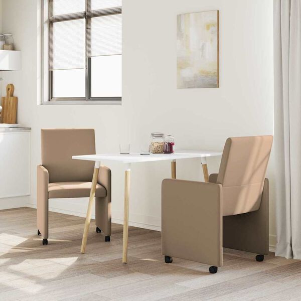 vidaXL Jídelní židle na kolečkách 2 pcs Cappuccino 57 x 66 x 94 cm