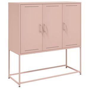 vidaXL Skř&iacute;ň highboard růžov&aacute; 100,5 x 39 x 107 cm ocel