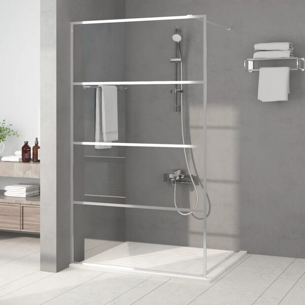 vidaXL Sprchov&aacute; z&aacute;stěna walk-in stř&iacute;brn&aacute; 115 x 195 cm čir&eacute; ESG sklo