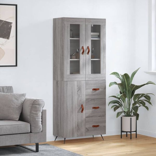 vidaXL Skř&iacute;ň highboard &scaron;ed&aacute; sonoma 69,5 x 34 x 180 cm kompozitn&iacute; dřevo
