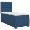 vidaXL Postel boxspring s matrac&iacute; s LED p&aacute;sky Modr&aacute; 90 x 190 cm Textil