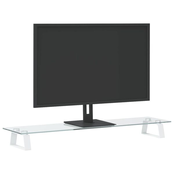 vidaXL Stojan na monitor bílý 80 x 20 x 8 cm tvrzené sklo a kov