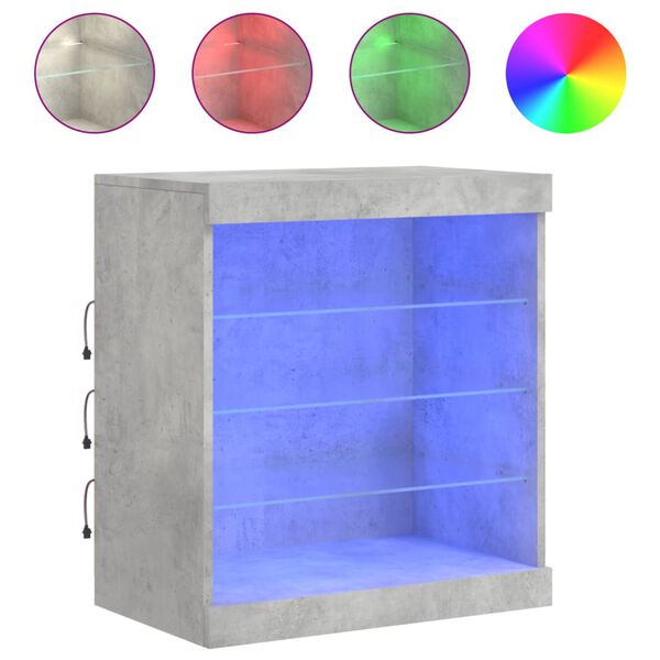 vidaXL Př&iacute;born&iacute;k s LED osvětlen&iacute;m betonově &scaron;ed&yacute; 60,5 x 37 x 67 cm