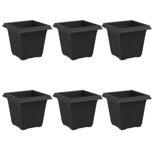 vidaXL Čtvercov&yacute; květin&aacute;č 6 pcs Čern&aacute; 16 x 16 x 14 cm Plast