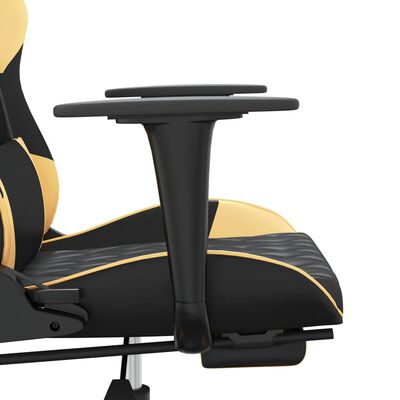 vidaXL Herní židle s podnožkou černá a zlatá umělá kůže