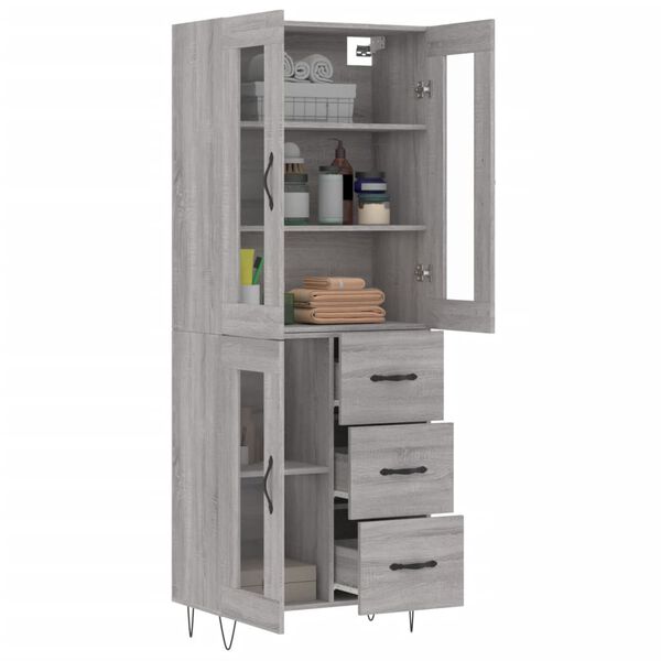 vidaXL Skř&iacute;ň highboard &scaron;ed&aacute; sonoma 69,5 x 34 x 180 cm kompozitn&iacute; dřevo