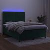 vidaXL Box spring postel s matrac&iacute; a LED tmavě zelen&aacute; 140x200 cm samet