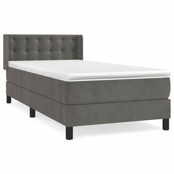 vidaXL Box spring postel s matrac&iacute; tmavě &scaron;ed&aacute; 90x190 cm samet