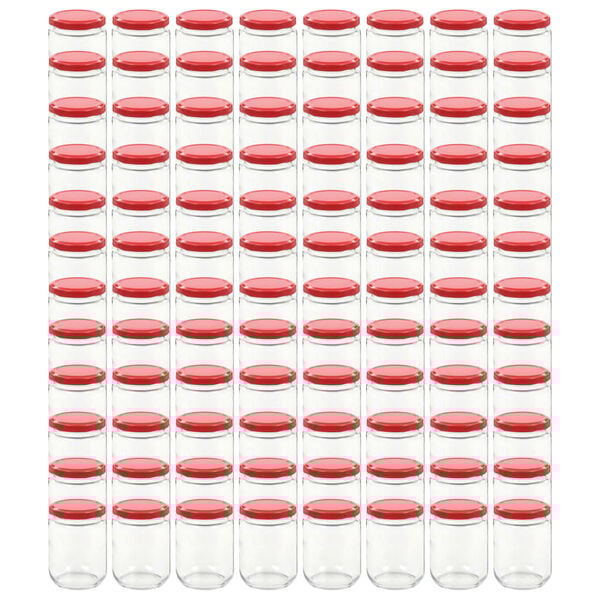 vidaXL Zavařovac&iacute; sklenice s červen&yacute;mi v&iacute;čky 96 ks 230 ml