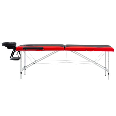vidaXL Skládací masážní stůl se 2 zónami hliník černo-červený