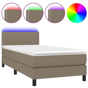 vidaXL Box spring postel s matrac&iacute; a LED taupe 90x190 cm textil