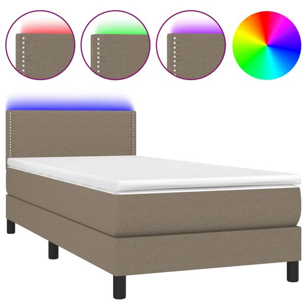 vidaXL Box spring postel s matrac&iacute; a LED taupe 90x190 cm textil