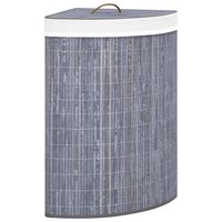 vidaXL Rohový bambusový koš na prádlo šedý 60 l