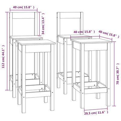 vidaXL 4dílná sada barových židlí šedá masivní borové dřevo