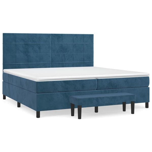 vidaXL Box spring postel s matrac&iacute; tmavě modr&aacute; 200x200 cm samet
