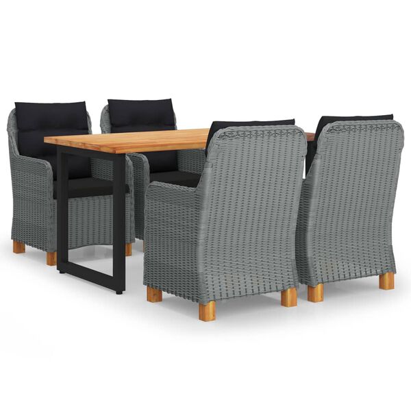 vidaXL 5d&iacute;ln&yacute; zahradn&iacute; j&iacute;deln&iacute; set s podu&scaron;kami polyratan světle &scaron;ed&yacute;