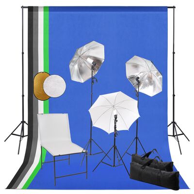 vidaXL Ateliérové vybavení lampy, deštníky, pozadí a odrazná deska