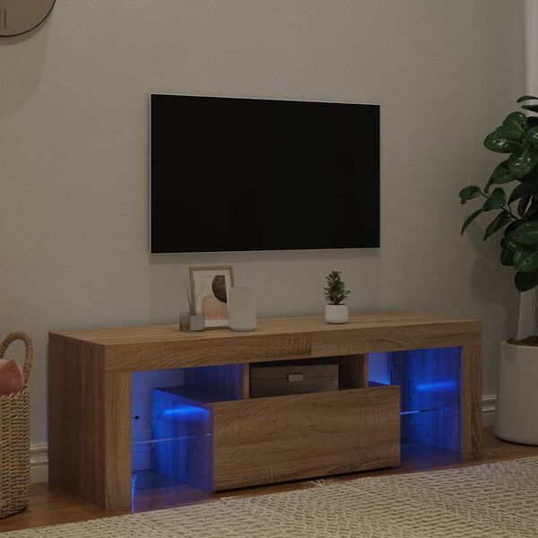 vidaXL TV skříňka s LED osvětlením dub sonoma 120 x 35 x 40 cm