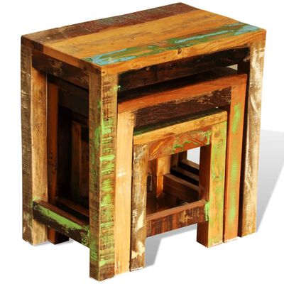 vidaXL Sada hnízdových stolků 3 kusy vintage recyklované dřevo