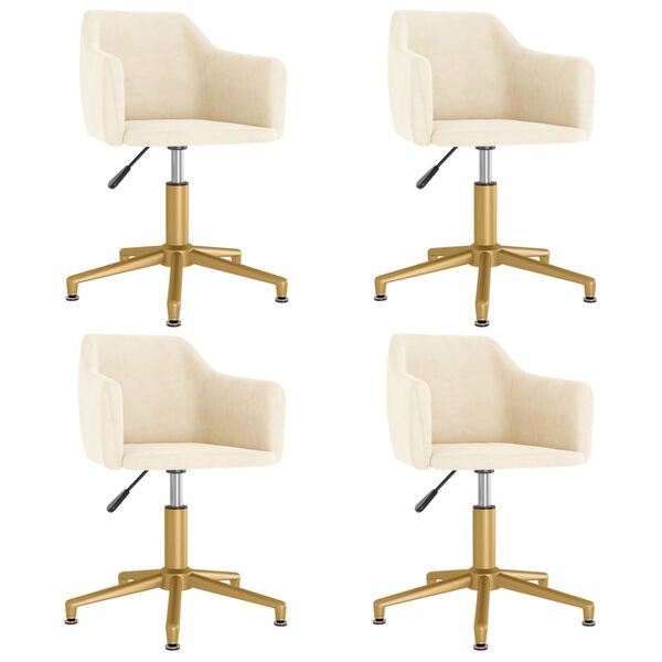 vidaXL Otočn&eacute; j&iacute;deln&iacute; židle 4 ks kr&eacute;mov&eacute; samet