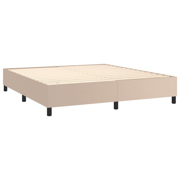 vidaXL Box spring postel s matrac&iacute; cappuccino 160x200 cm uměl&aacute; kůže
