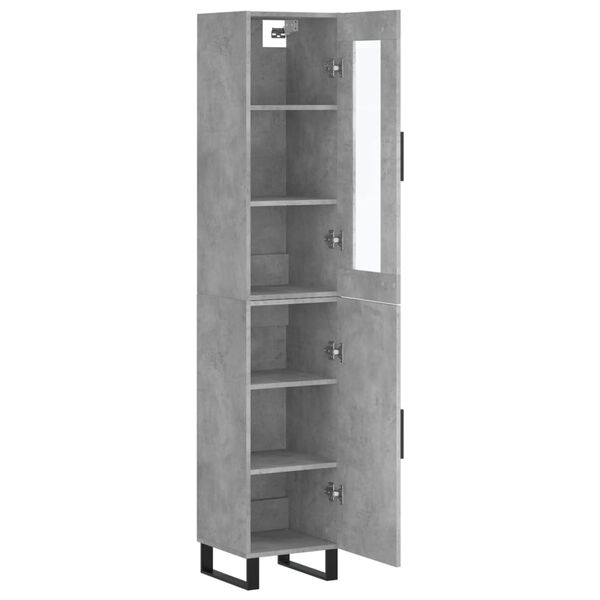 vidaXL Skř&iacute;ň highboard betonově &scaron;ed&aacute; 34,5x34x180 cm kompozitn&iacute; dřevo