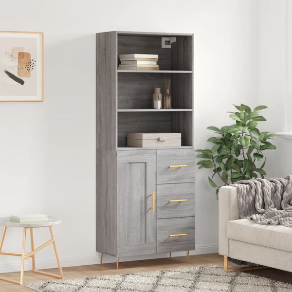 vidaXL Skř&iacute;ň highboard &scaron;ed&aacute; sonoma 69,5 x 34 x 180 cm kompozitn&iacute; dřevo